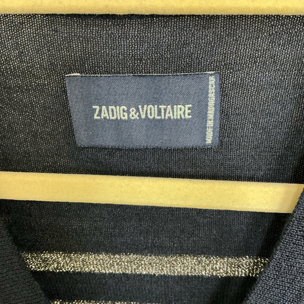 NEW Zadig & Voltaire Encre Missia Metallic Stripe Wool Blend Sweater Size M - Picture 8 of 16